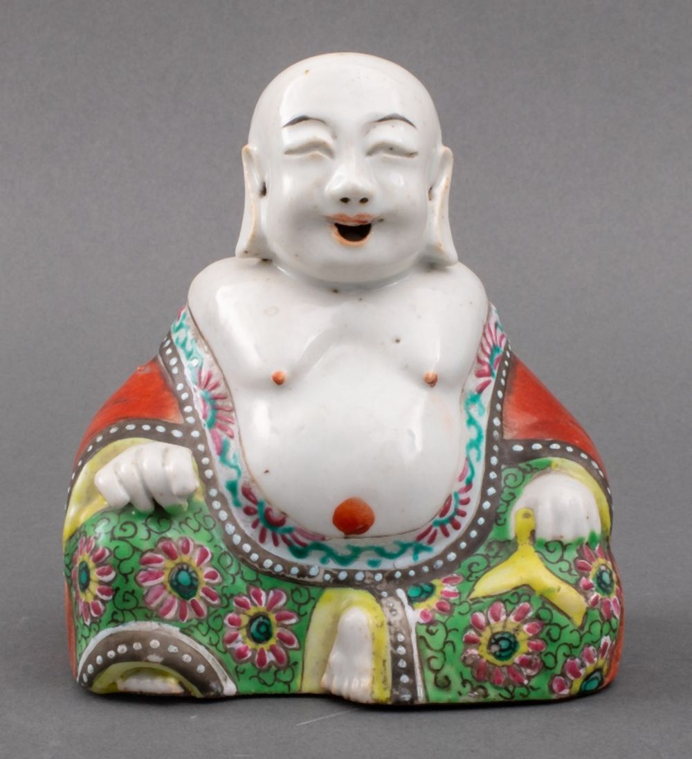 CHINESE FAMILLE ROSE BUDAI FIGURE,