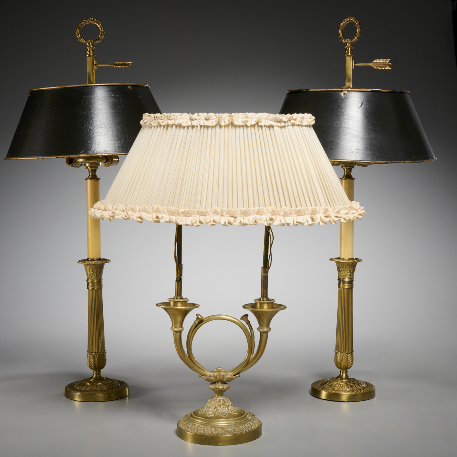  3 EMPIRE STYLE BRONZE TABLE LAMPS 2fb35c