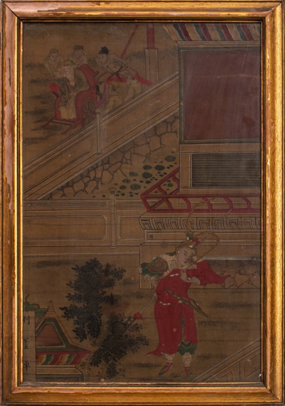 CHINESE PAINTING ON SILK WITH WARRIOR 2fb3d0