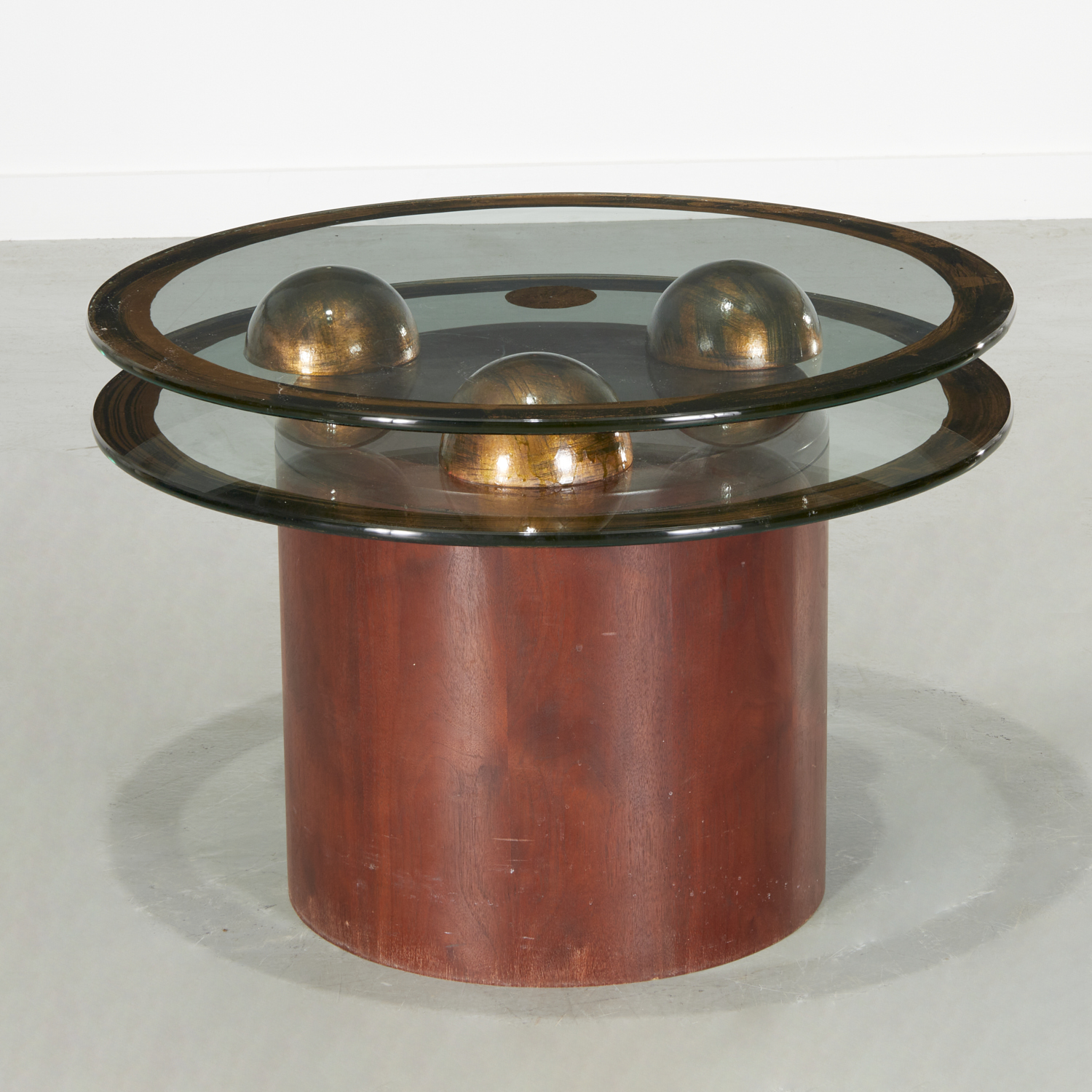 MODERNIST WOOD AND GLASS SIDE TABLE