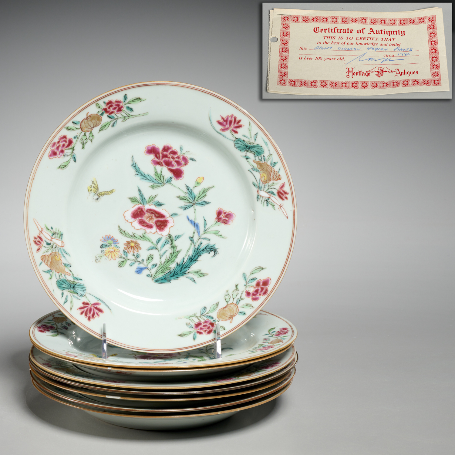 SET (8) CHINESE EXPORT PLATES, C. 1780