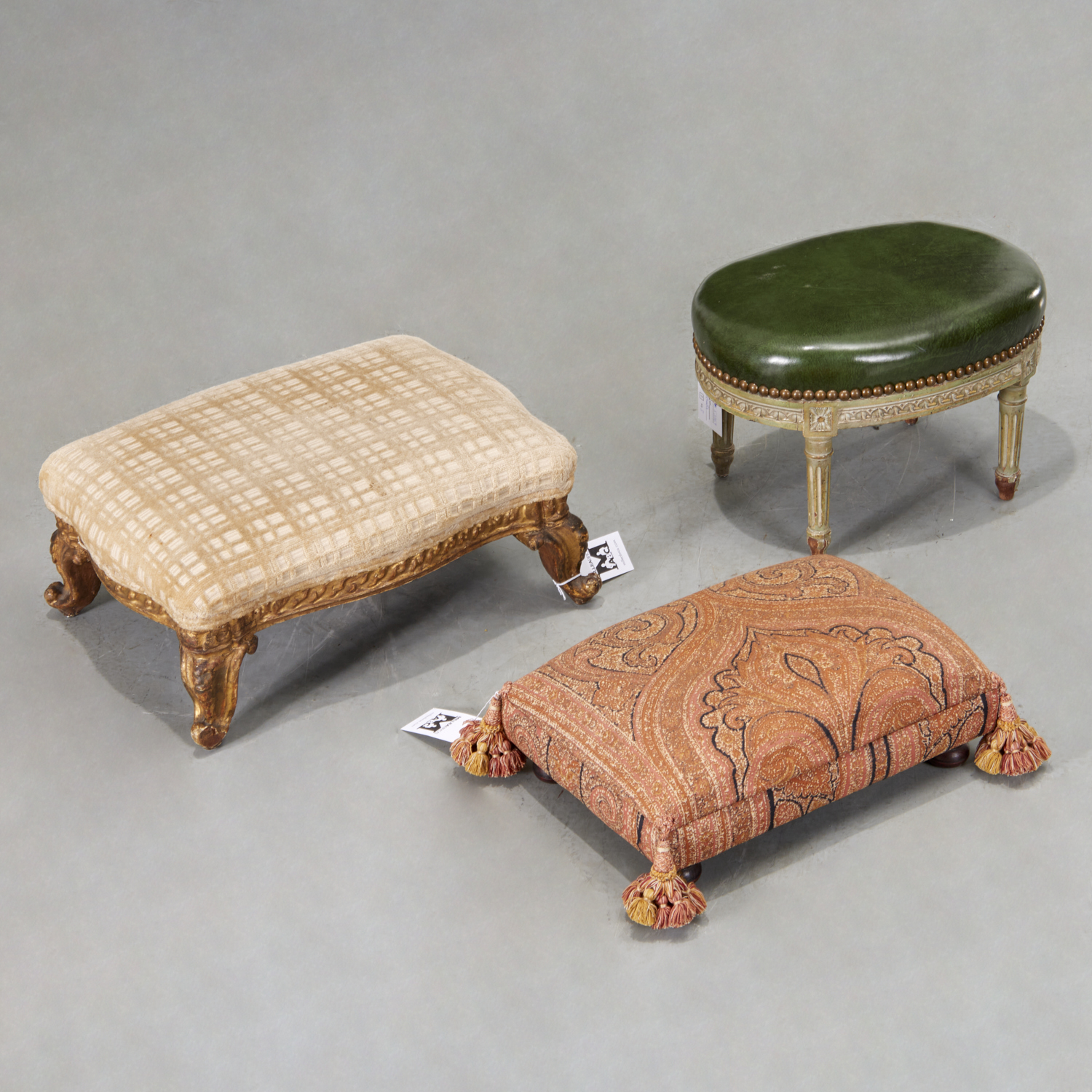 GROUP (3) NICE ANTIQUE FOOTSTOOLS