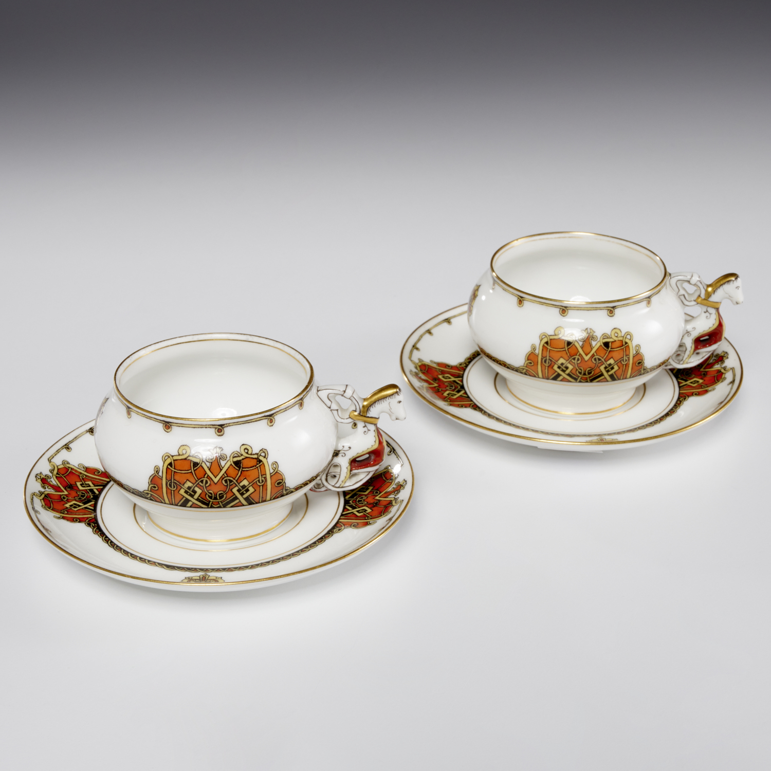 PAIR KORNILOV PORCELAIN DEMITASSE 2fb480