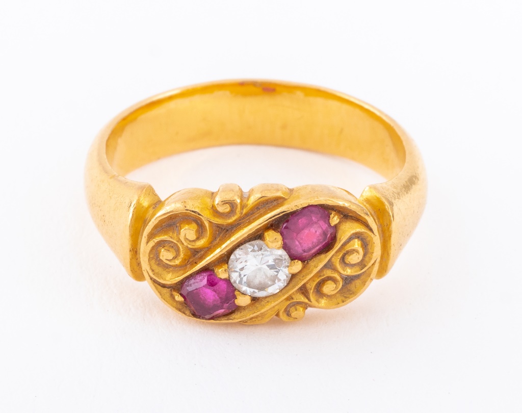 18K YELLOW GOLD RUBY DIAMOND 2fb495