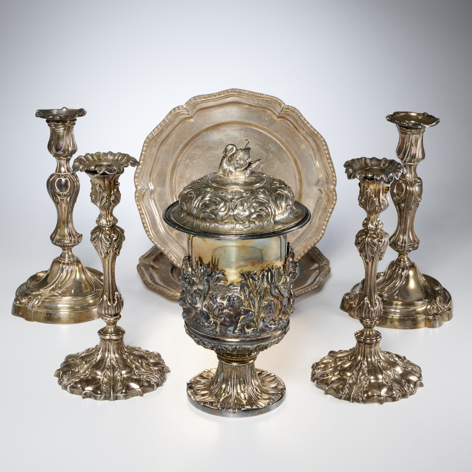 GROUP GERMAN ROCOCO STYLE SILVER