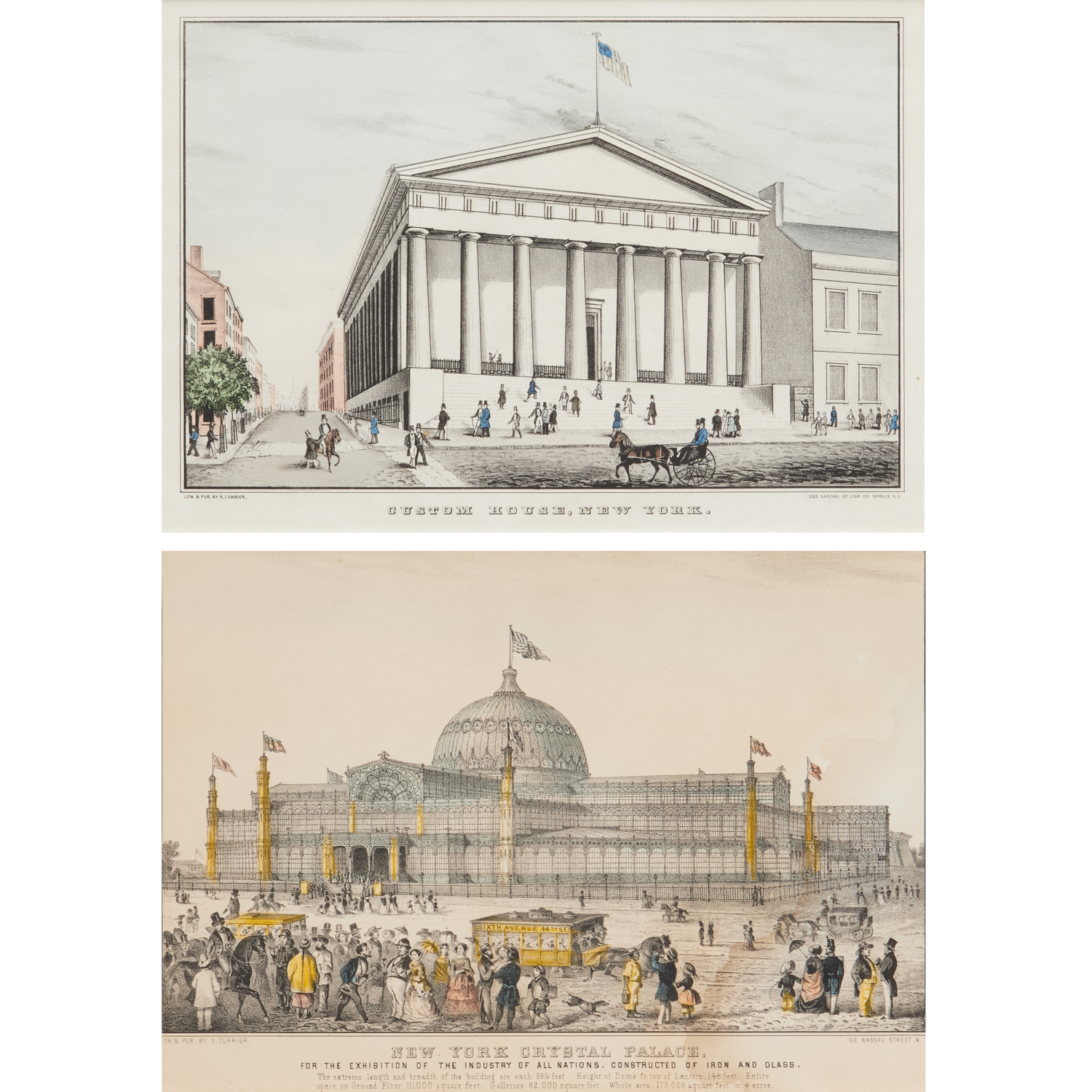 N. CURRIER, (2) HAND-COLORED LITHOGRAPHS,