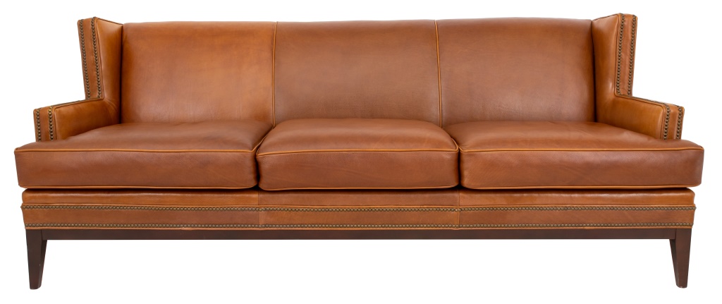 MITCHELL GOLD CARAMEL LEATHER UPHOLSTERED 2fb4c0