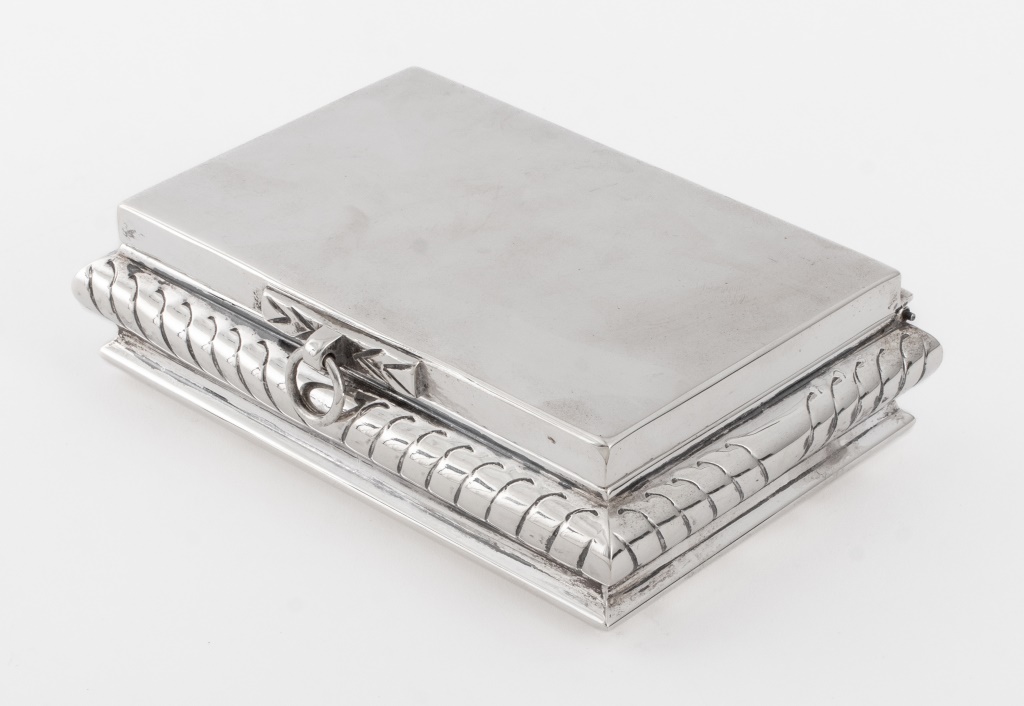 STERLING SILVER TABLE BOX, 20TH