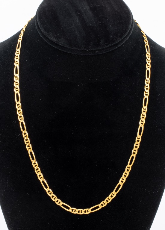 14K YELLOW GOLD FIGARO CHAIN NECKLACE 2fb4de