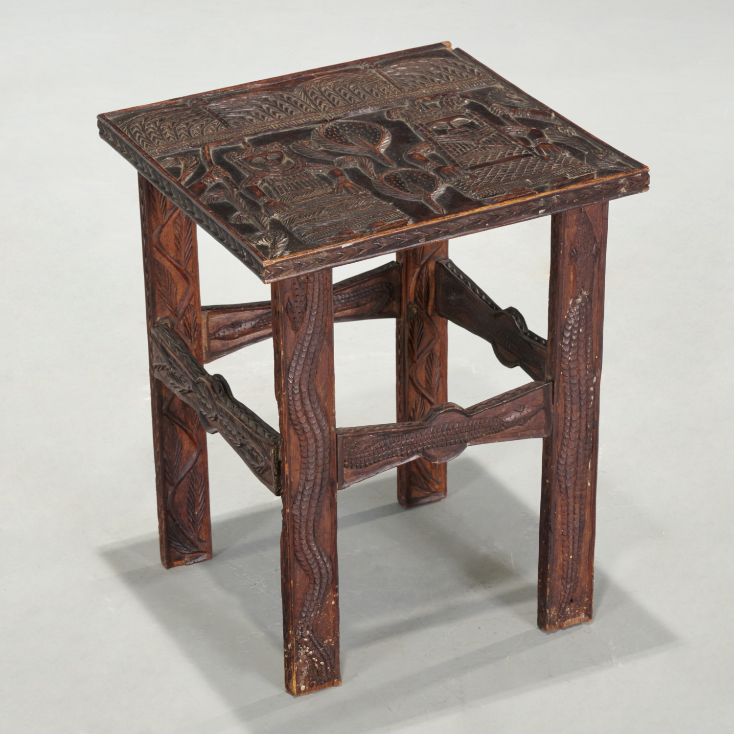 BENIN PEOPLES, CARVED WOOD TABLE