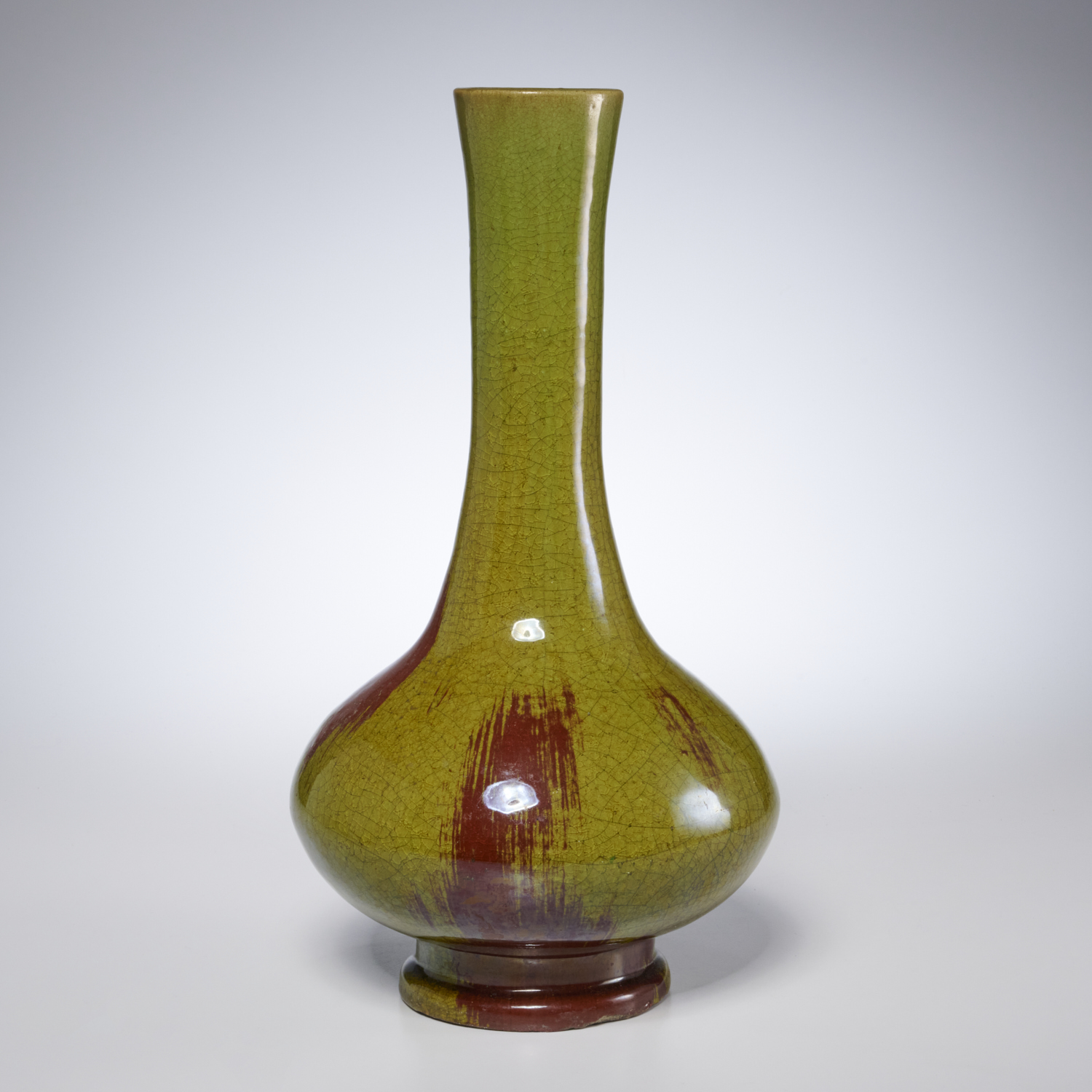 CHINESE GREEN CRACKLE GLAZE BOTTLE