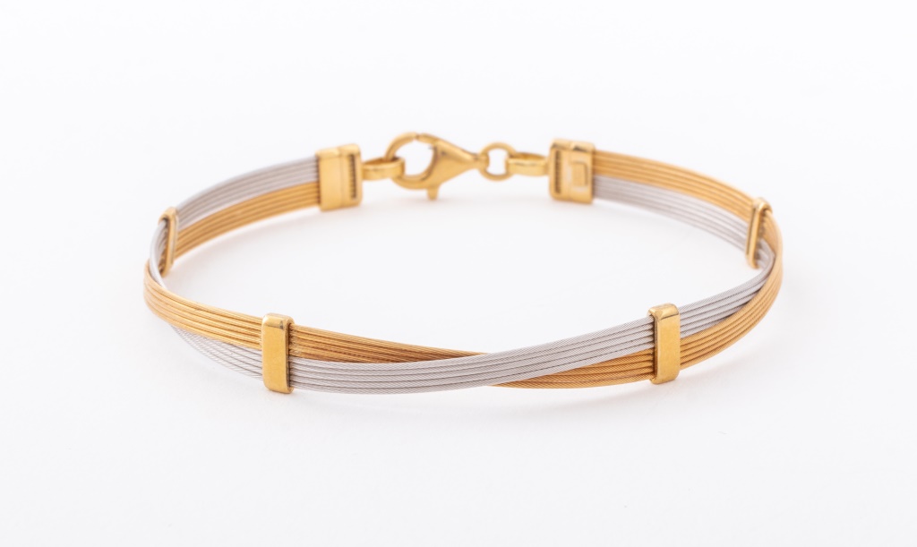 ISRAELI 14K TWO TONE CABLE BRACELET