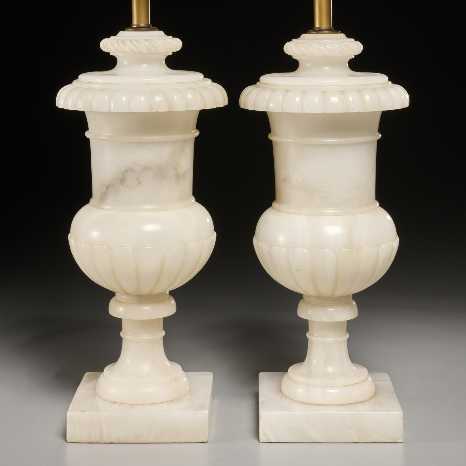 PAIR ITALIAN CARVED ALABASTER URN 2fb5a5