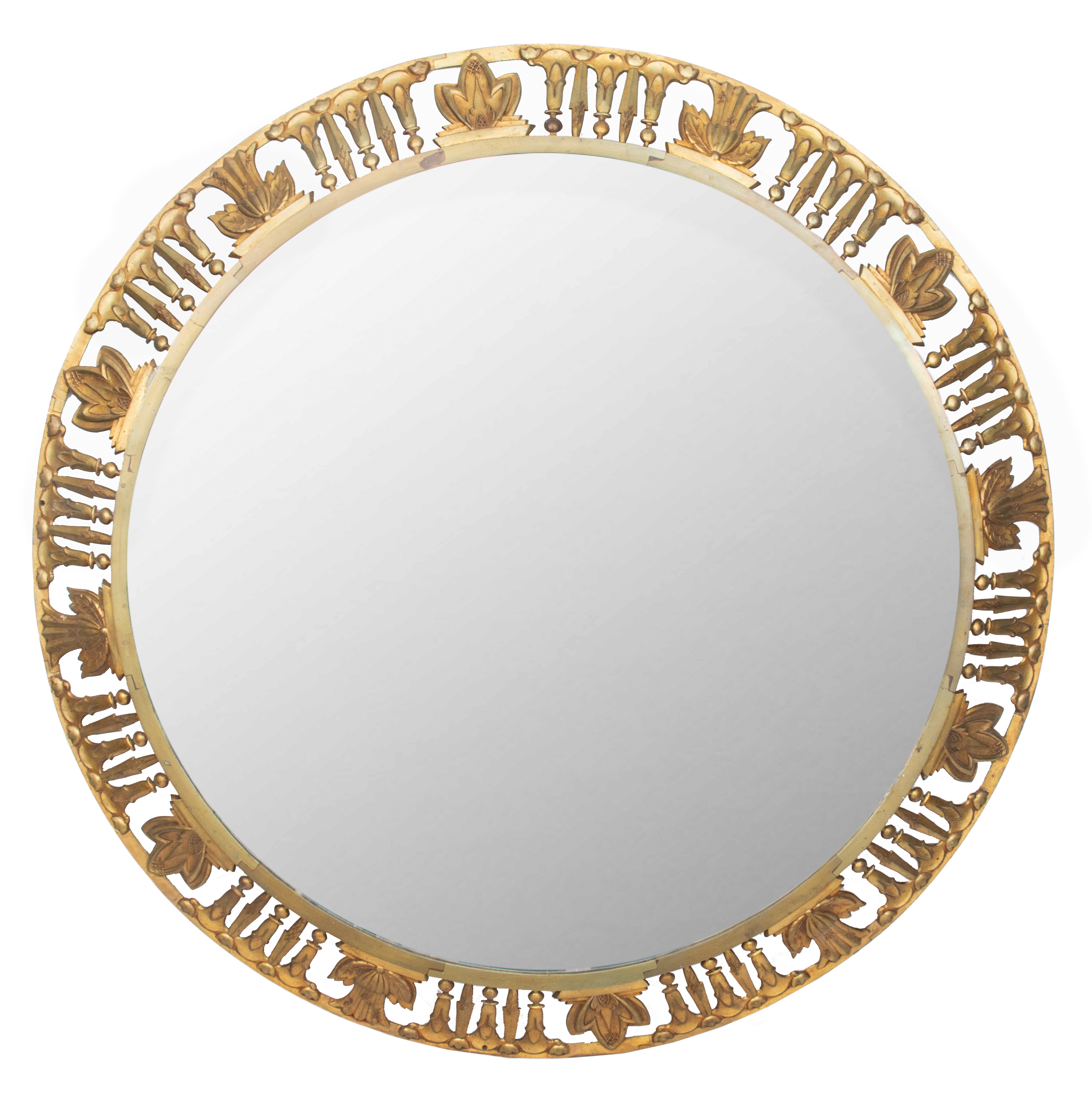 ART DECO GILT BRONZE ROUND MIRROR 2fb5c8