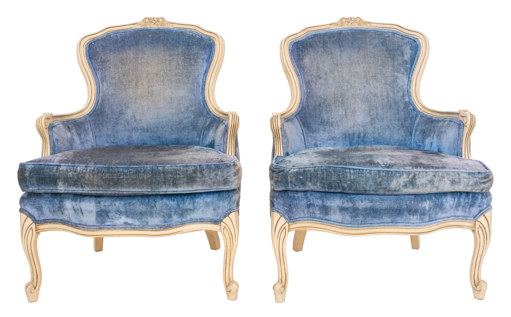 LOUIS XV STYLE LACQUERED ARM CHAIRS,
