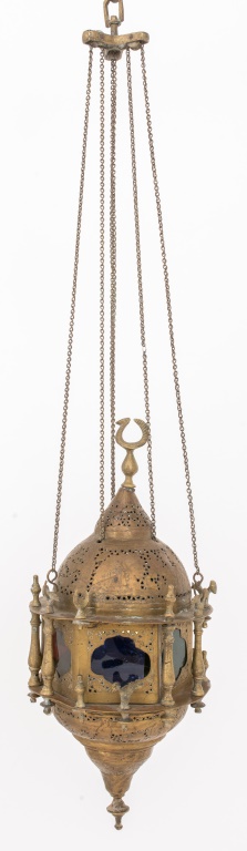 MOROCCAN RETICULATED BRASS LANTERN,