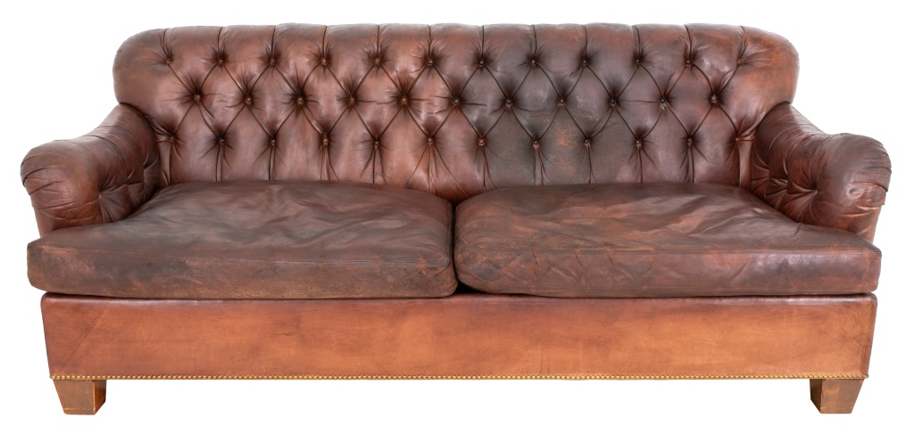 LEATHER UPHOLSTERED CHESTERFIELD