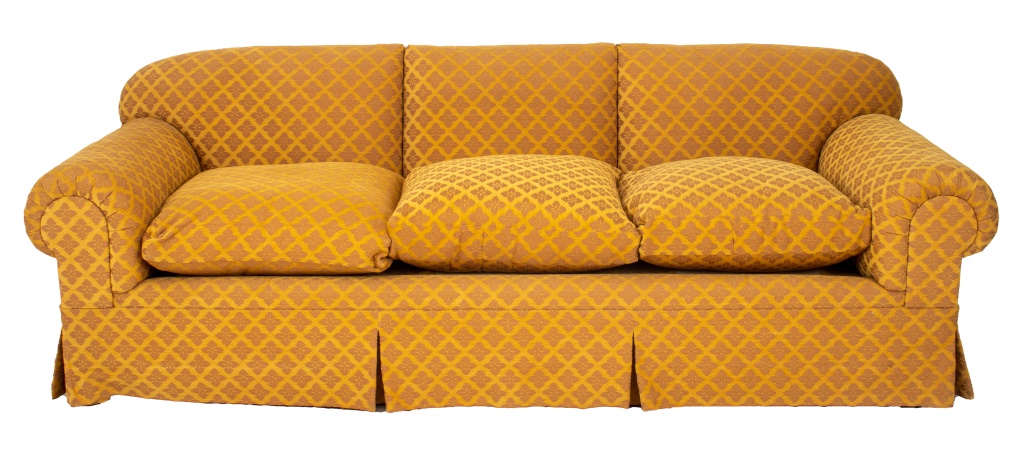 GOLD UPHOLSTERED THREE SEATER CLUB 2fb66f