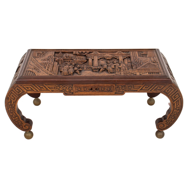 CHINESE CARVED WOOD SCROLL LEG