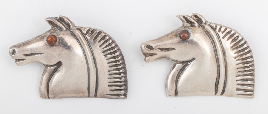 MEXICAN SILVER HORSE PINS / BROOCHES,