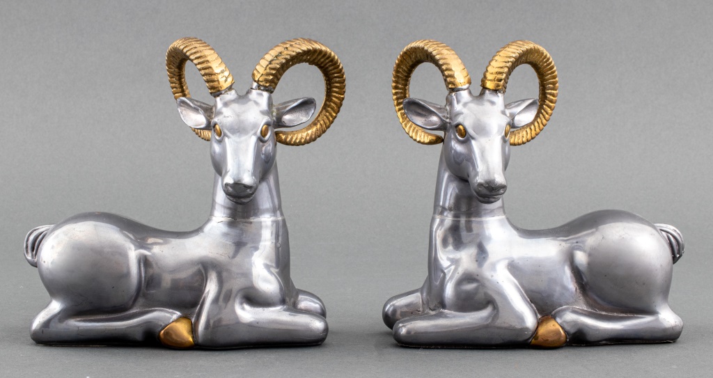 STEEL AND GILT METAL RAM SCULPTURE  2fb6bf