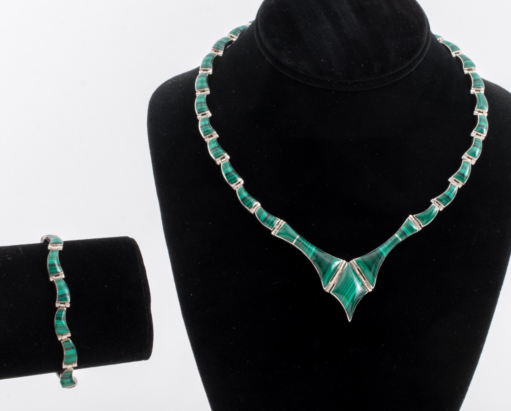 VINTAGE MEXICAN SILVER & MALACHITE