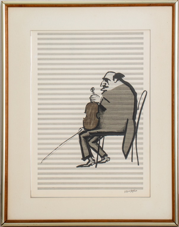 SAUL STEINBERG VIOLONIST LITHOGRAPH