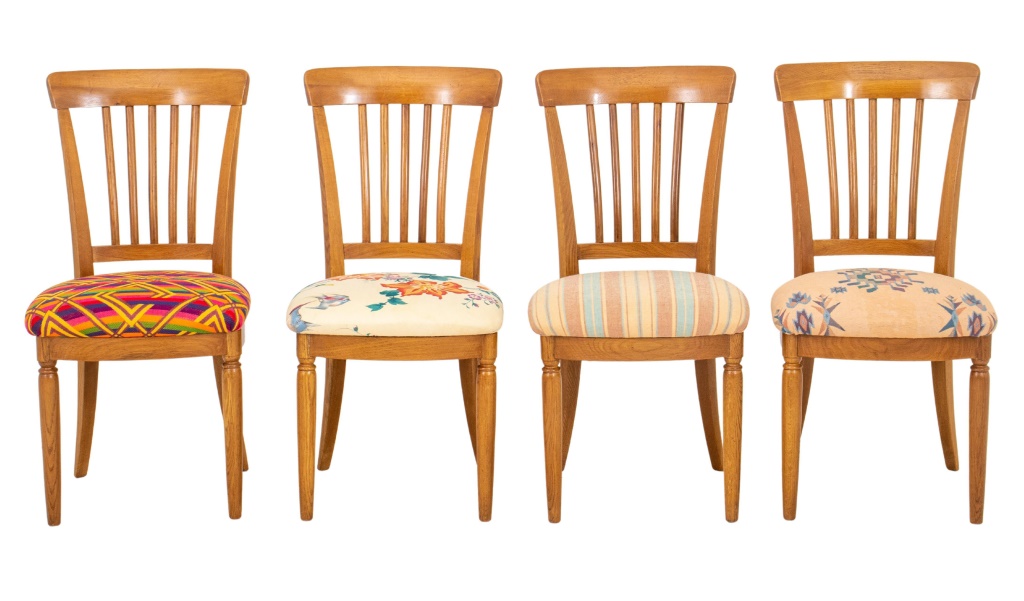 COUNTRY OAK SIDE CHAIRS, 4 Country