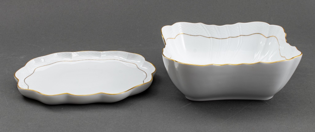 HEREND PORCELAIN GOLDEN EDGE SERVING