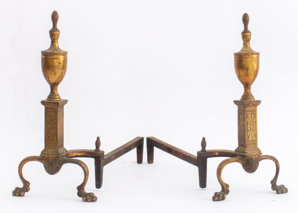 FEDERAL STYLE GILT METAL ANDIRON 2fb791