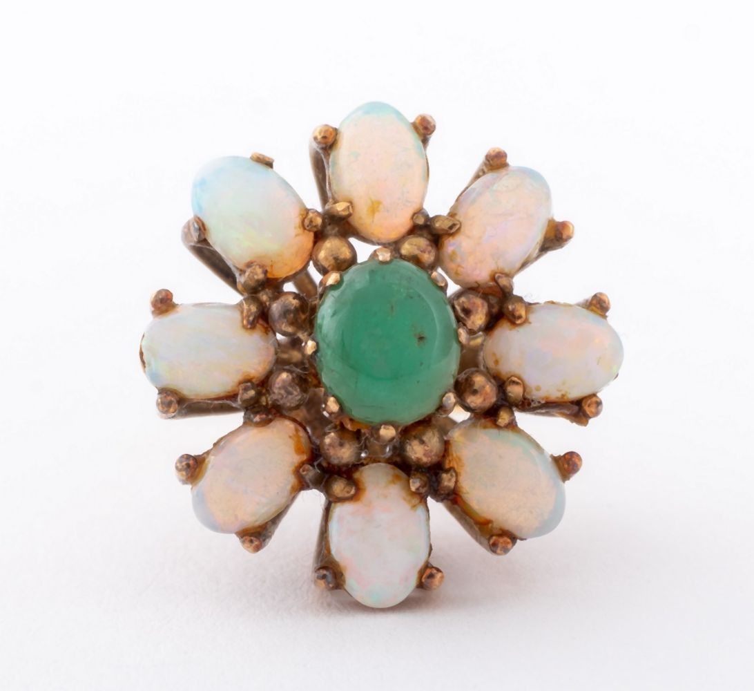 14K YELLOW GOLD JADE OPAL RING