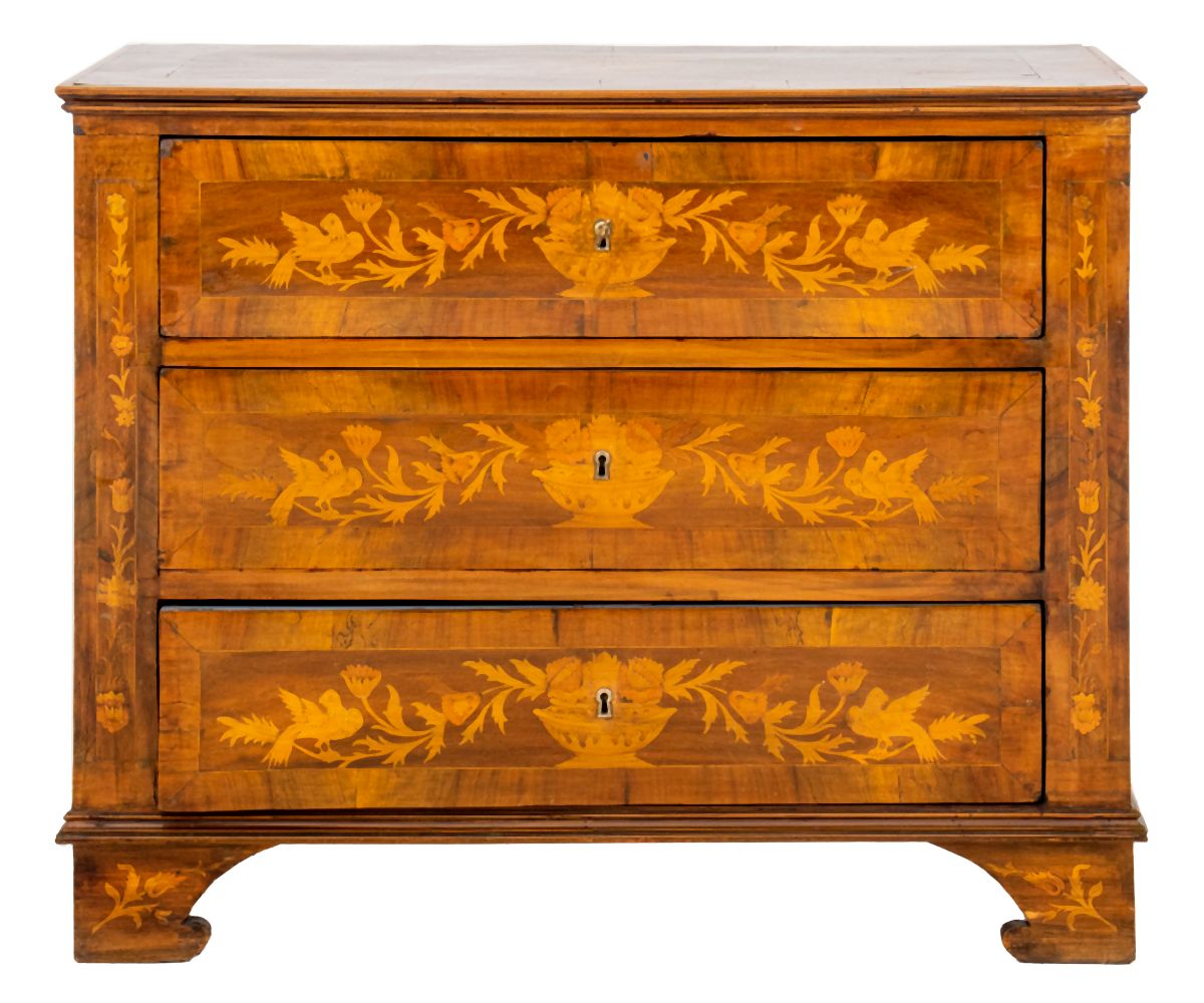 DUTCH MARQUETRY CHEST OF DRAWERS,