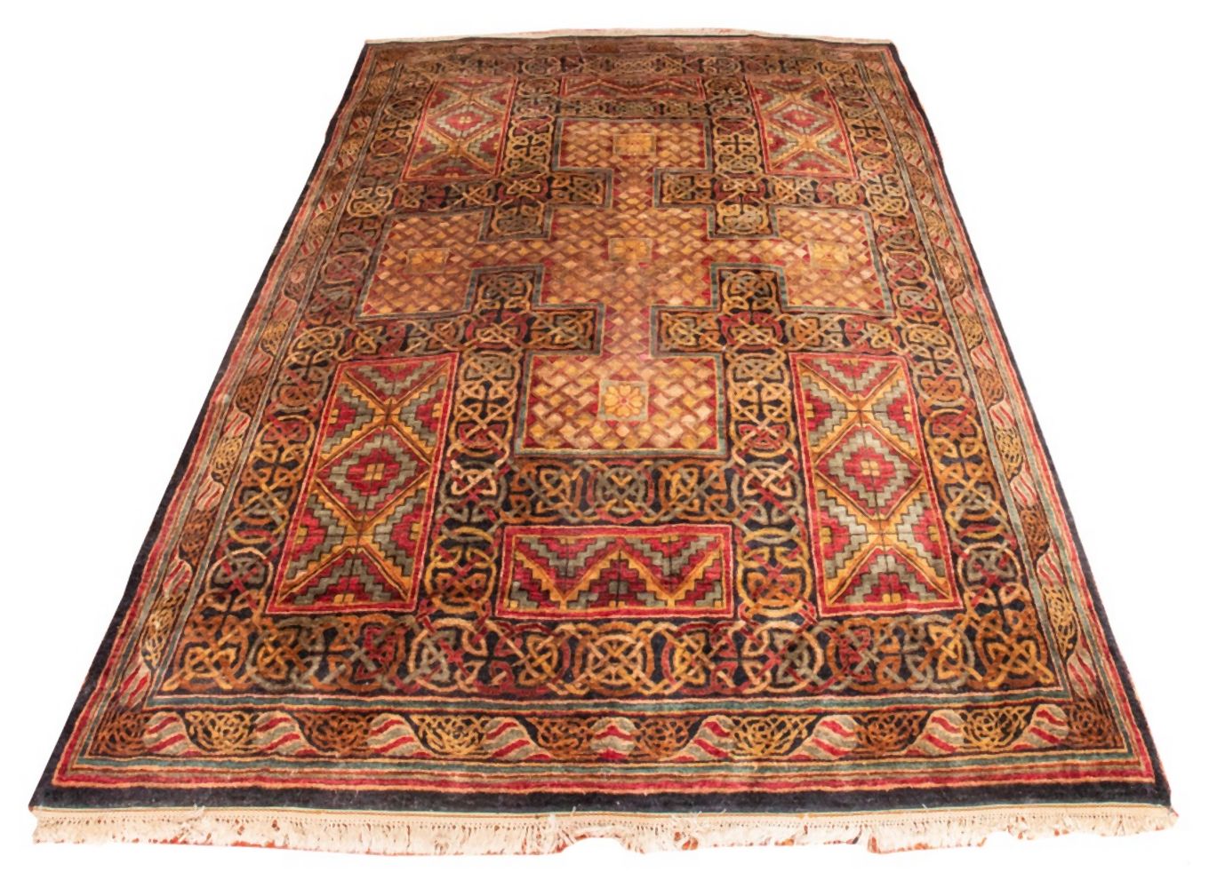 HAND-WOVEN CELTIC KNOT MOTIF RUG,