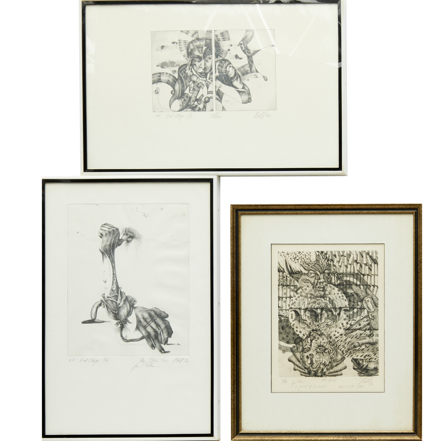 NALL, (3) SIGNED ETCHINGS Fred