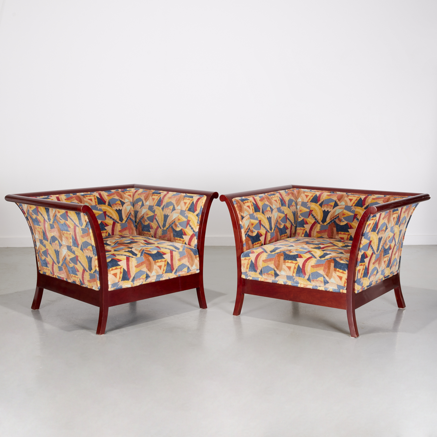 PAIR SECESSIONIST STYLE UPHOLSTERED