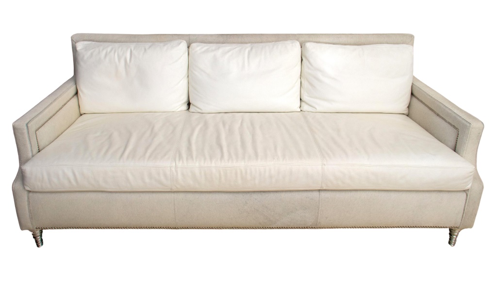 MODERN WHITE MOHAIR LEATHER THREE SEAT 2fb9c4