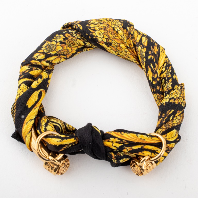 VERSACE MEDUSA GILT METAL & SILK BRACELET