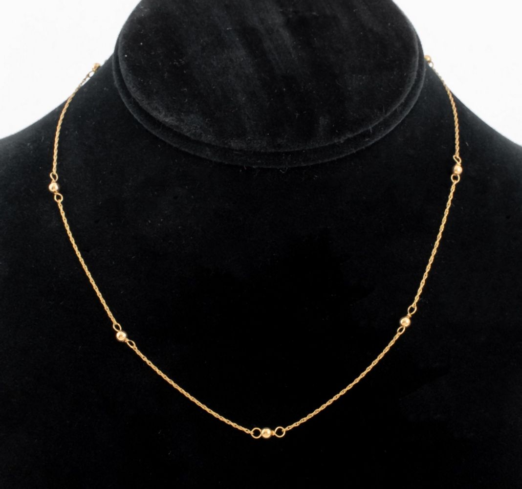 14K YELLOW GOLD BALL CHAIN NECKLACE