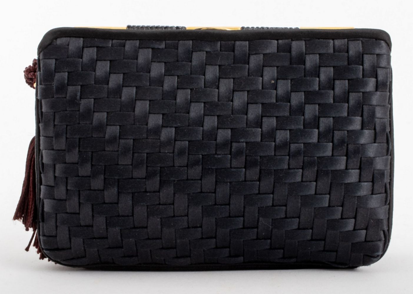 JUDITH LEIBER BLACK WOVEN CLUTCH 2fbb49