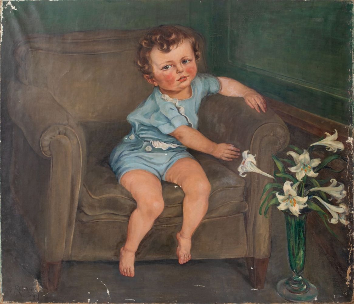 V REBAY PORTRAIT OF A BOY OIL 2fbb55