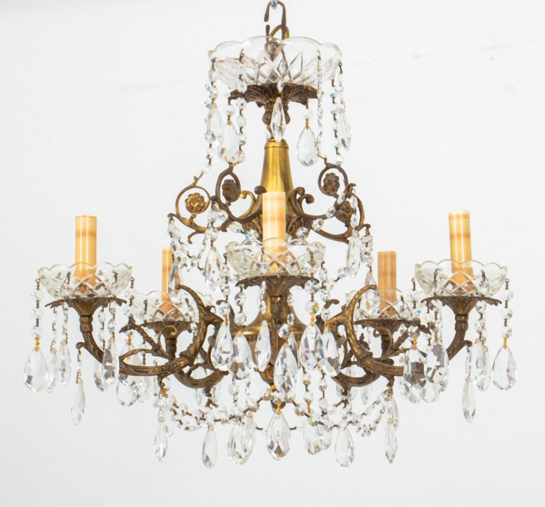 FRENCH LOUIS XV STYLE 5-LIGHT CRYSTAL