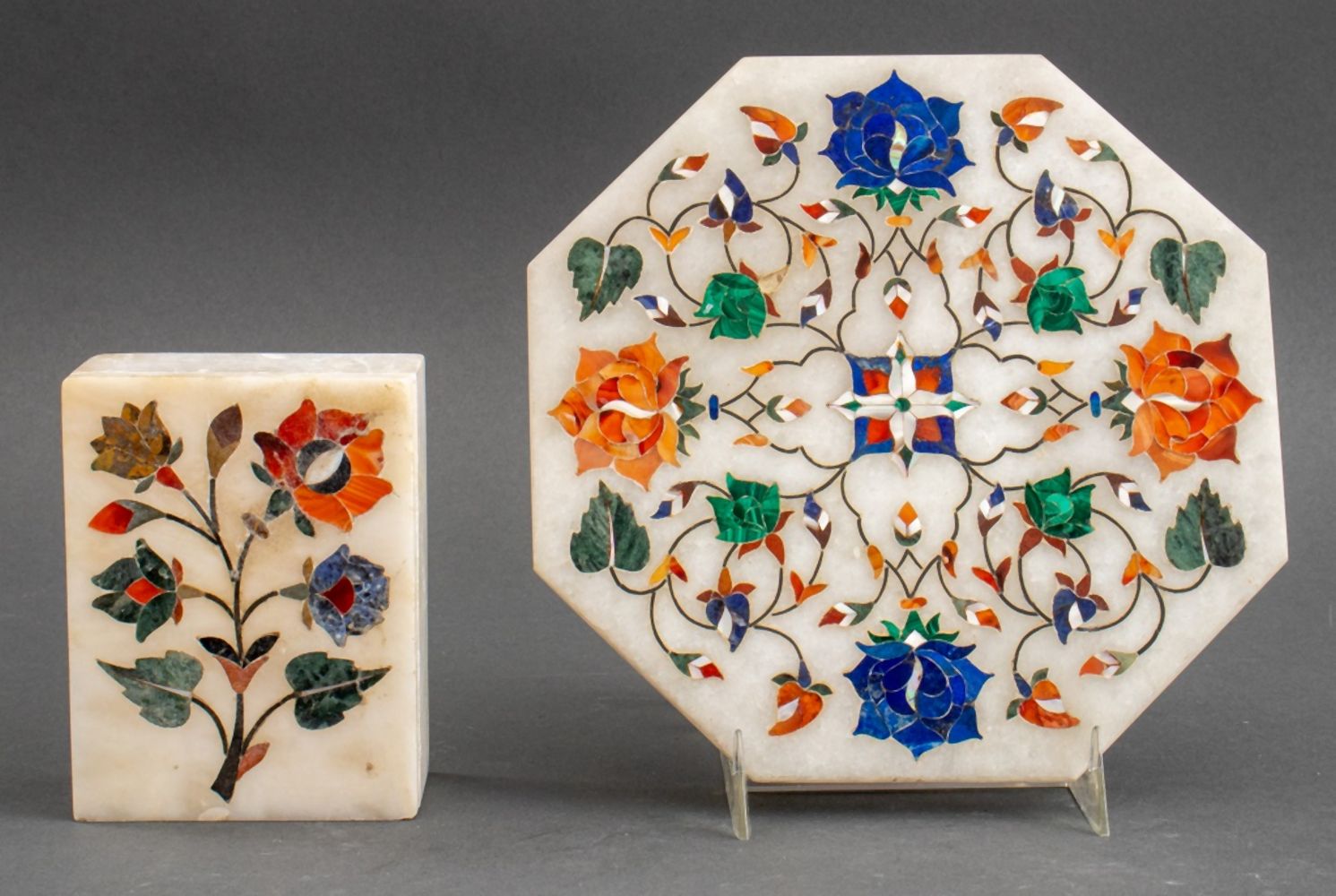 PIETRA DURA TRAY AND BOX WITH COVER 2fbbd7