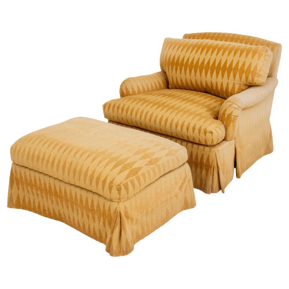 MUSTARD UPHOLSTERED LOUNGE ARMCHAIR