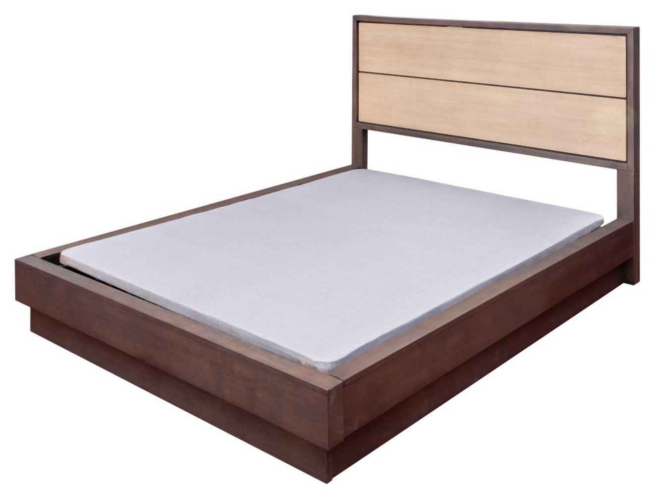 QUEEN SIZE CERUSED WOOD PLATFORM BED