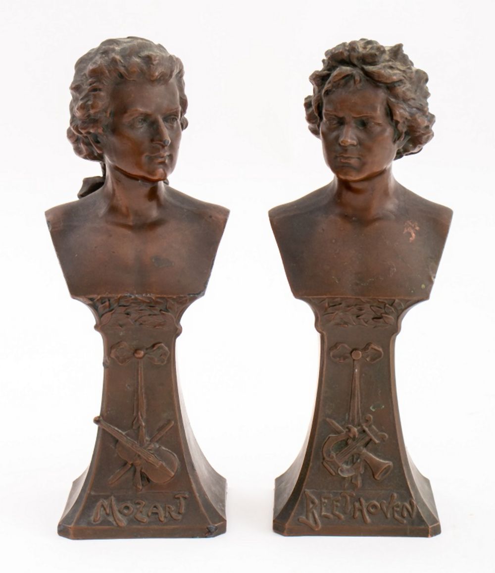 ART NOUVEAU BRONZE BUSTS OF MOZART 2fbc37