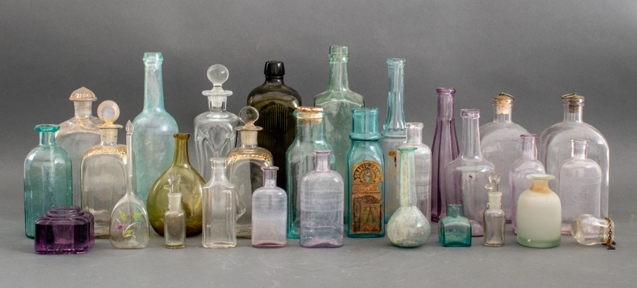 GROUP OF ANTIQUE BOTTLES, 30 Group of