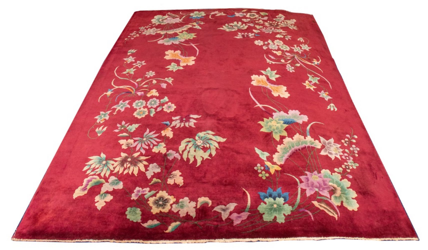 CHINESE ART DECO FLORAL RUG, 11'