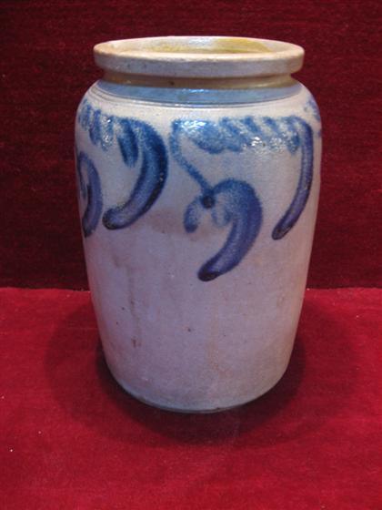 Salt glaze crock    19th century, Pennsylvania