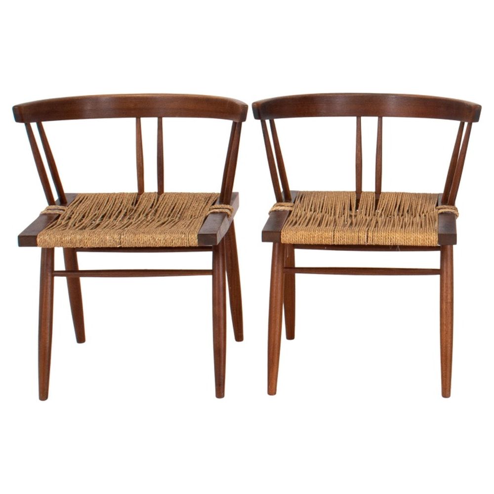 GEORGE NAKASHIMA GRASS SEATED CHAIRS,