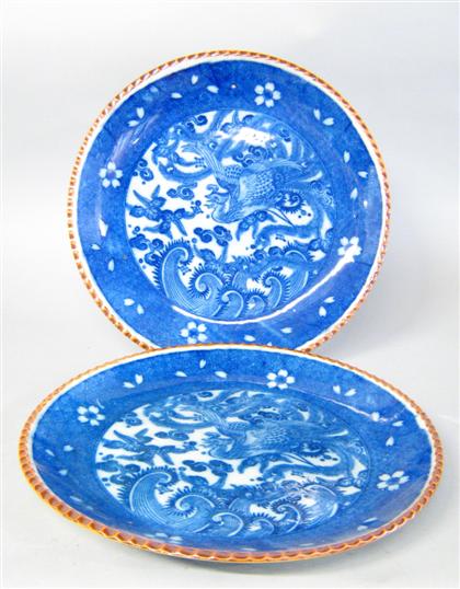 Pair of large Japanese blue and